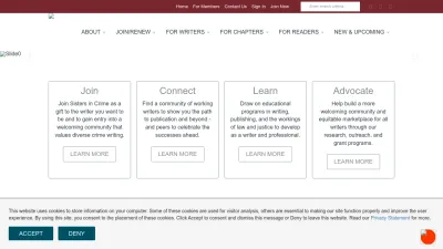 Screenshot preview of sistersincrime.org