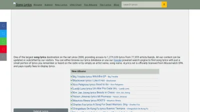 Screenshot preview of elyrics.net
