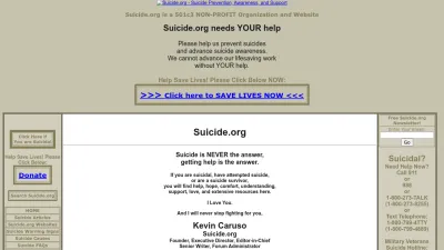 Screenshot preview of suicide.org