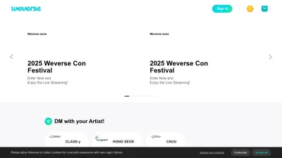 Screenshot preview of weverse.io