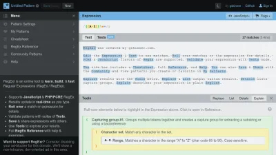 Screenshot preview of regexr.com
