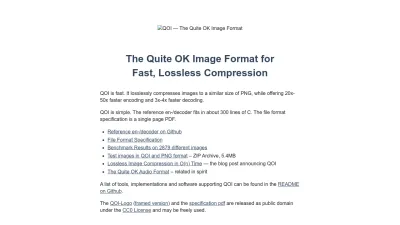 Screenshot preview of qoiformat.org