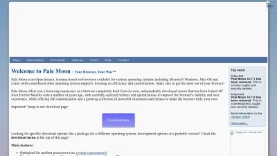 Screenshot preview of palemoon.org