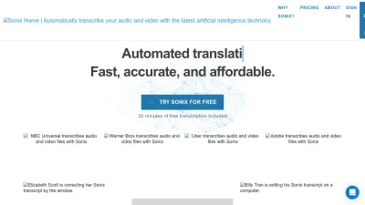 Screenshot preview of sonix.ai