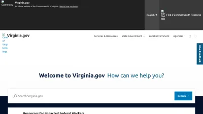 Screenshot preview of virginia.gov