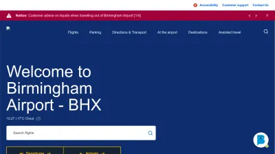 Screenshot preview of birminghamairport.co.uk