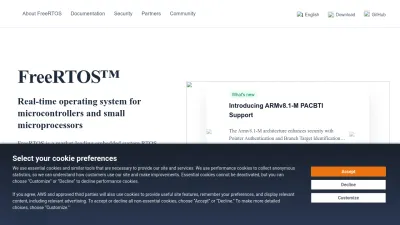 Screenshot preview of freertos.org