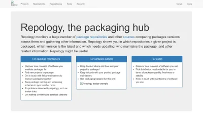 Screenshot preview of repology.org