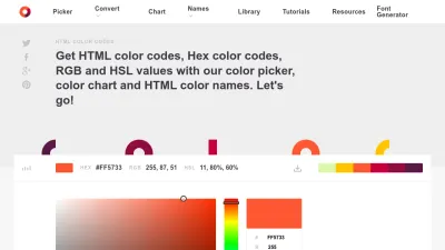 Screenshot preview of htmlcolorcodes.com