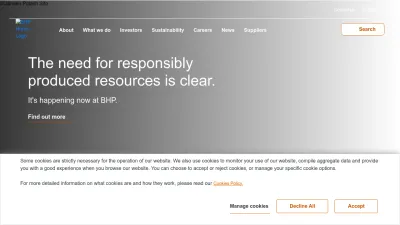 Screenshot preview of bhp.com