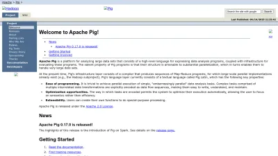 Screenshot preview of pig.apache.org