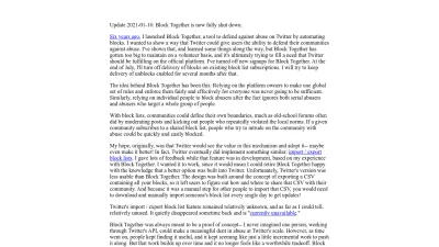 Screenshot preview of blocktogether.org