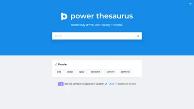 Screenshot preview of powerthesaurus.org