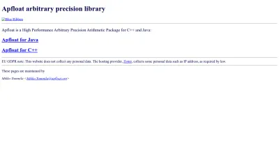 Screenshot preview of apfloat.org