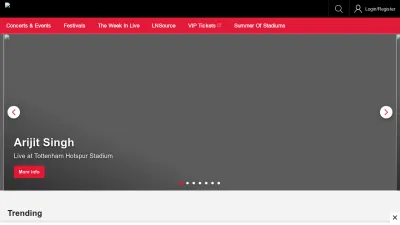 Screenshot preview of livenation.co.uk