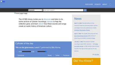 Screenshot preview of cylinders.library.ucsb.edu