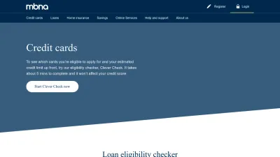 Screenshot preview of mbna.co.uk