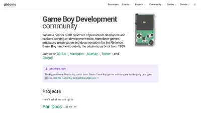 Screenshot preview of gbdev.io