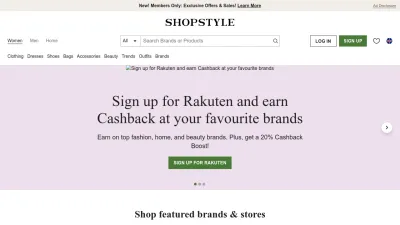 Screenshot preview of shopstyle.co.uk