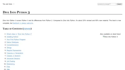 Screenshot preview of diveintopython3.net