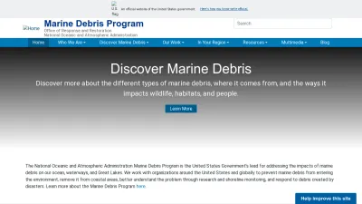 Screenshot preview of marinedebris.noaa.gov