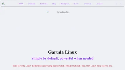 Screenshot preview of garudalinux.org