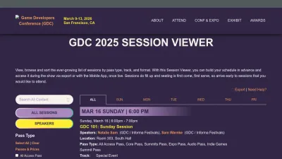 Screenshot preview of schedule.gdconf.com