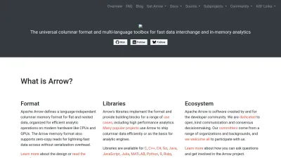 Screenshot preview of arrow.apache.org