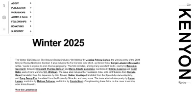 Screenshot preview of kenyonreview.org