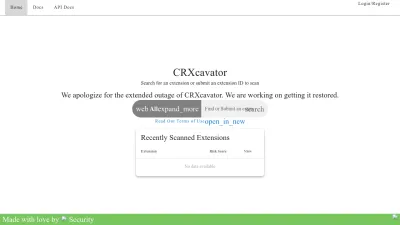 Screenshot preview of crxcavator.io