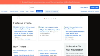 Screenshot preview of eventfinda.co.nz