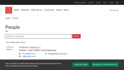 Screenshot preview of profiles.cardiff.ac.uk