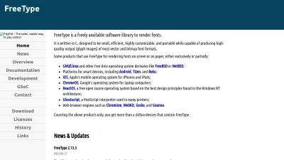 Screenshot preview of freetype.org