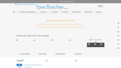 Screenshot preview of vridhamma.org
