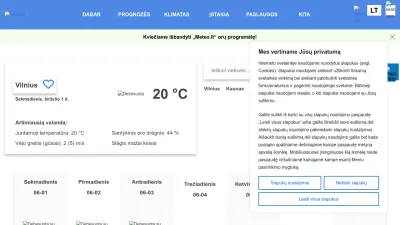 Screenshot preview of meteo.lt