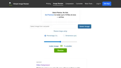 Screenshot preview of simpleimageresizer.com