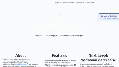 Screenshot preview of rasdaman.org