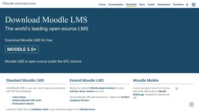 Screenshot preview of download.moodle.org
