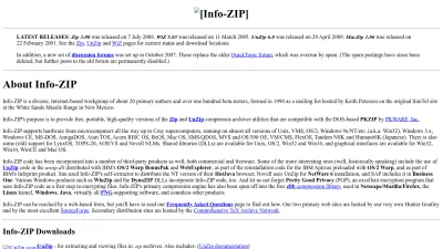Screenshot preview of infozip.sourceforge.net