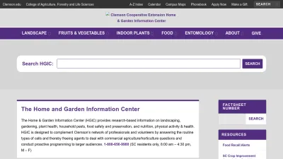 Screenshot preview of hgic.clemson.edu