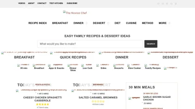 Screenshot preview of thenovicechefblog.com
