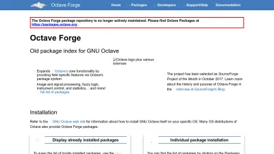 Screenshot preview of octave.sourceforge.io