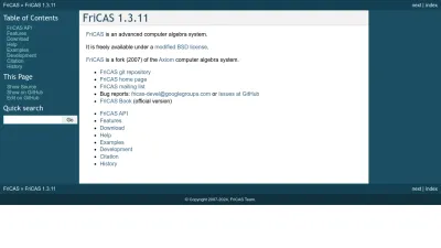 Screenshot preview of fricas.github.io