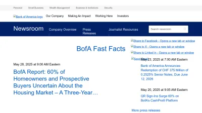 Screenshot preview of newsroom.bankofamerica.com
