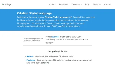 Screenshot preview of citationstyles.org