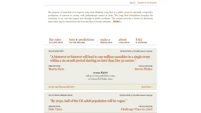 Screenshot preview of longbets.org