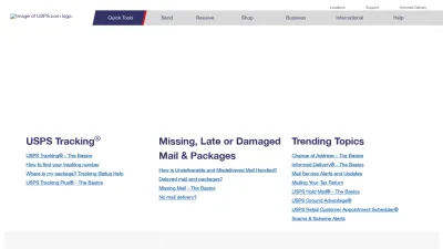 Screenshot preview of faq.usps.com