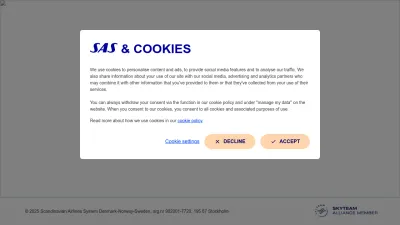 Screenshot preview of flysas.com