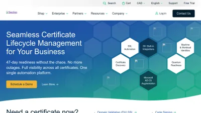 Screenshot preview of sectigo.com