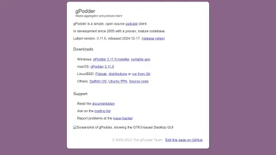 Screenshot preview of gpodder.github.io